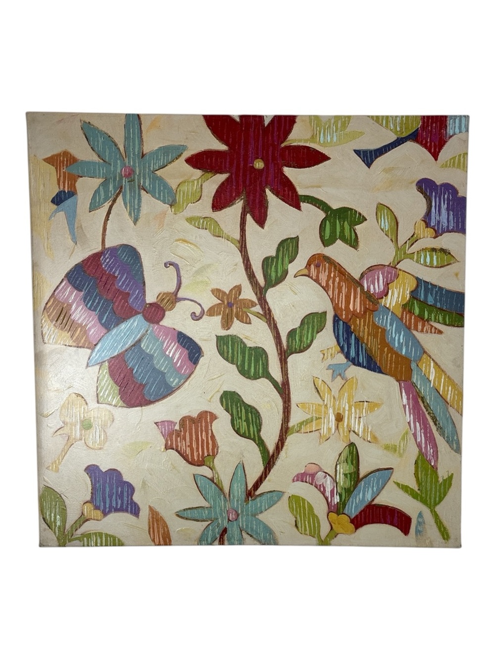 Chariklia Zarris Otomi Embroidery Floral Butterfly & Bird Wall Art Canvas print